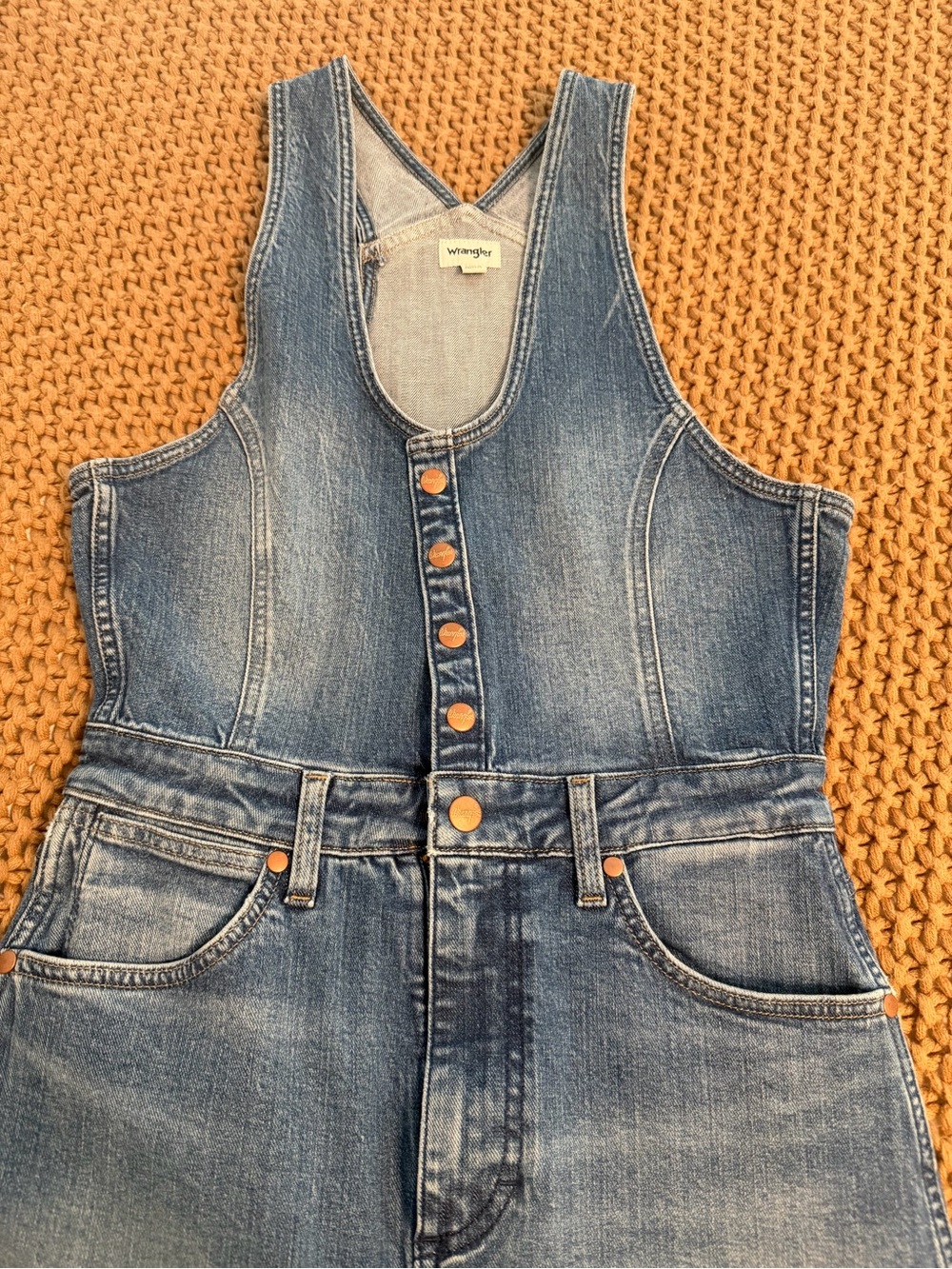 Wrangler Denim Button-Front Jumpsuit Dress